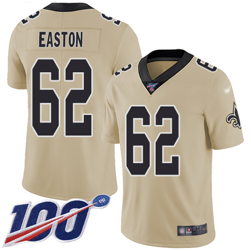 Men New Orleans Saints Limited Gold Nick Easton Jersey NFL Football 62 100th Season Inverted Legend Jersey